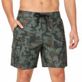 Herren Badeshorts L aus Textilgewebe in Grün Schwarz Braun Camouflage mit Kordelzug und Cargotasche