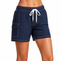 Badeshorts L aus Polyester in Dunkelblau mit Kordelzug und Seitentasche