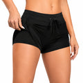 Damen Badehose XL aus elastischem Synthetikgewebe Schwarz mit hoher Taille und Bindeband