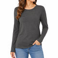 Damen Langarmshirt Größe L Dunkelgrau Rundhals Freizeit