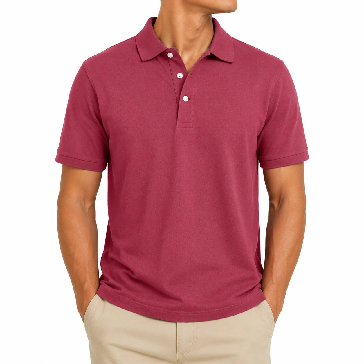 Herren Poloshirt M Textil Bordeaux kurzarm klassisch