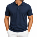 Herren Poloshirt XL Navyblau Kurzarm mit Strickbündchen