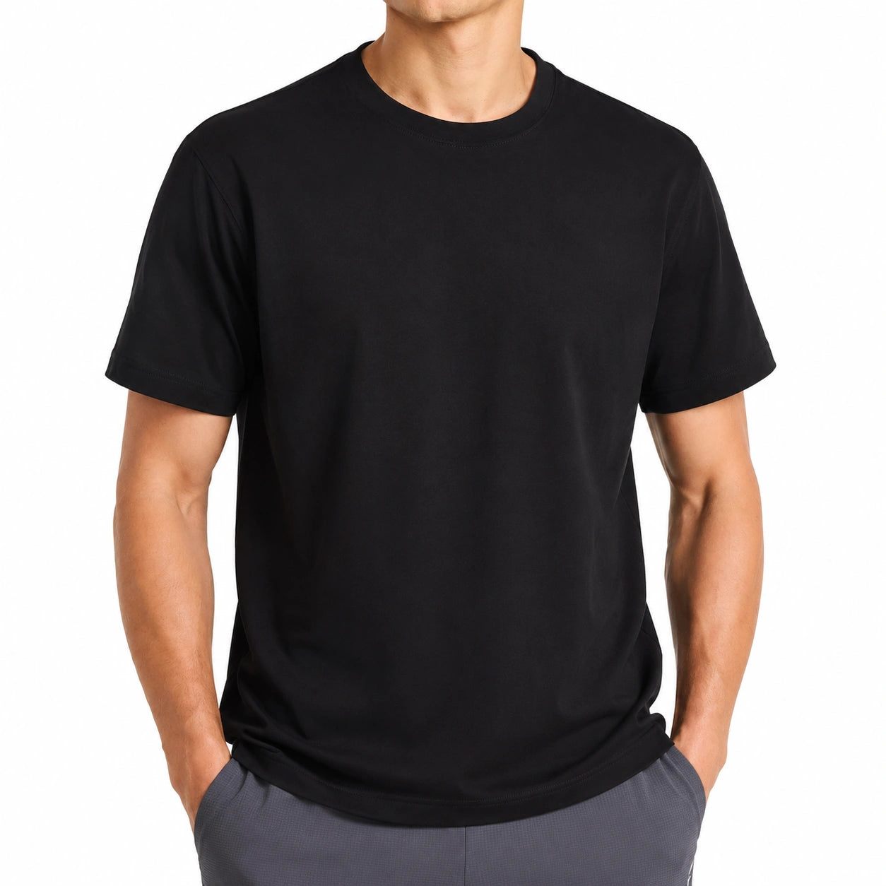 Herren T-Shirt XL Schwarz aus Textil mit Rundhalsausschnitt und kurzen Ärmeln