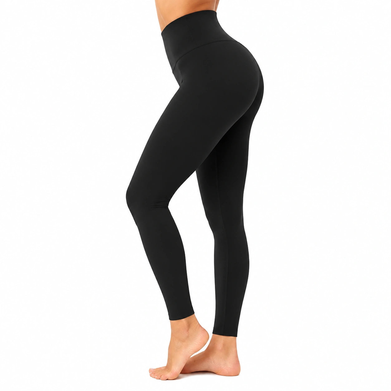 Damen Leggings Größe S aus elastischem Textilmaterial in Schwarz mit hohem Bund für Sport und Freizeit