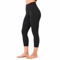 Damen Sportleggings S Schwarz elastisches Textil mit hohem Bund und Seitentaschen