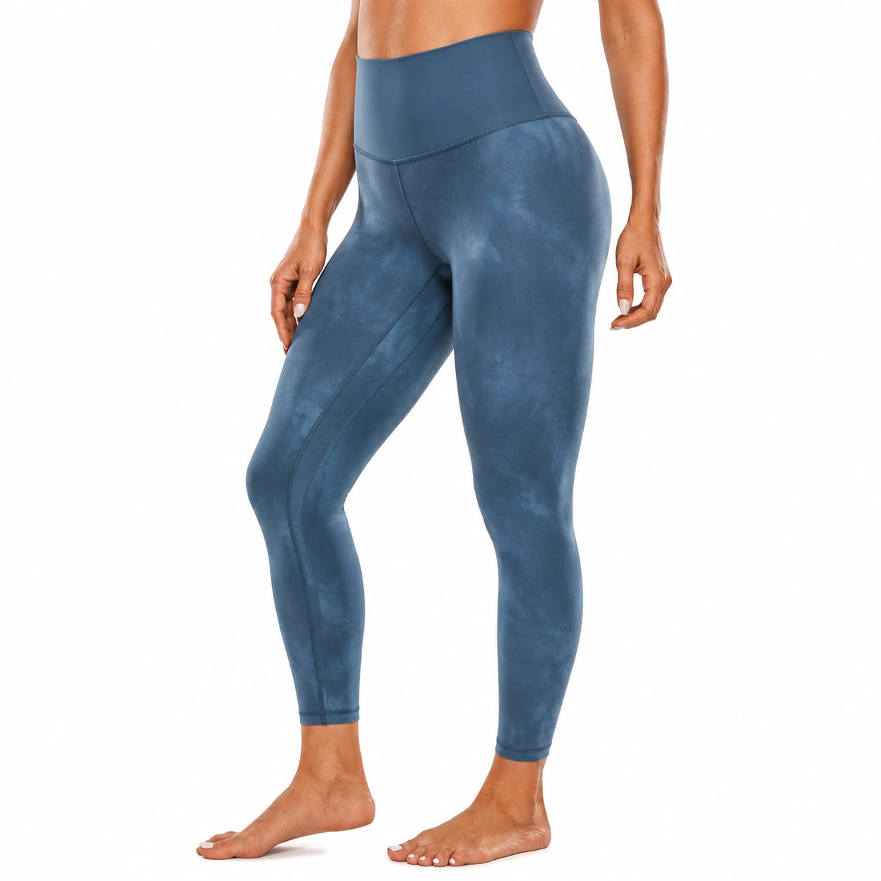 Damen Sportleggings Größe M Blau aus elastischem Textil mit hohem Bund